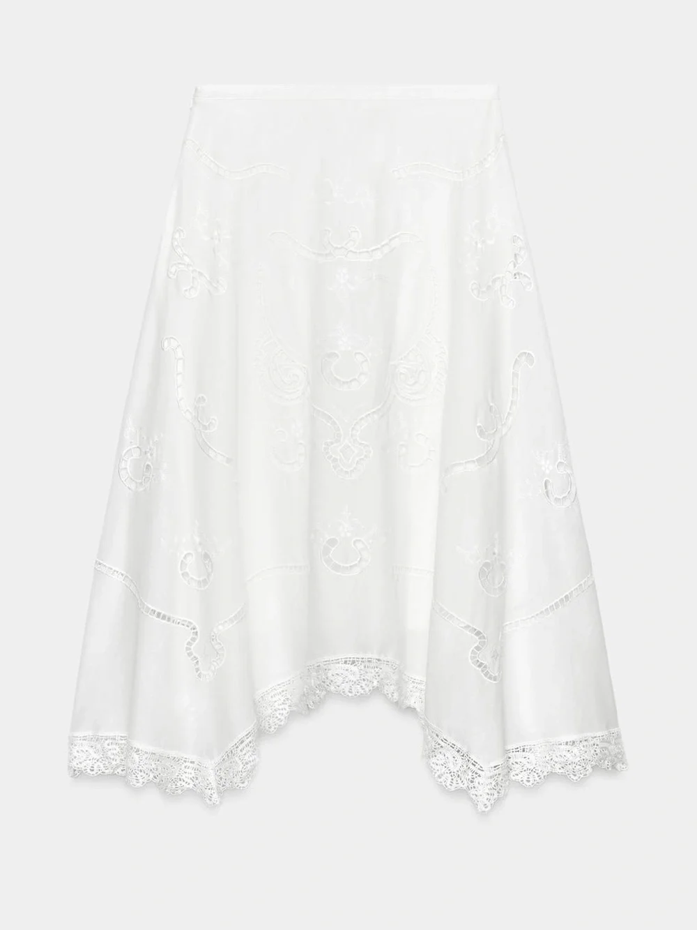 Zara ZW Collection Embroidered Asymmetric Skirt